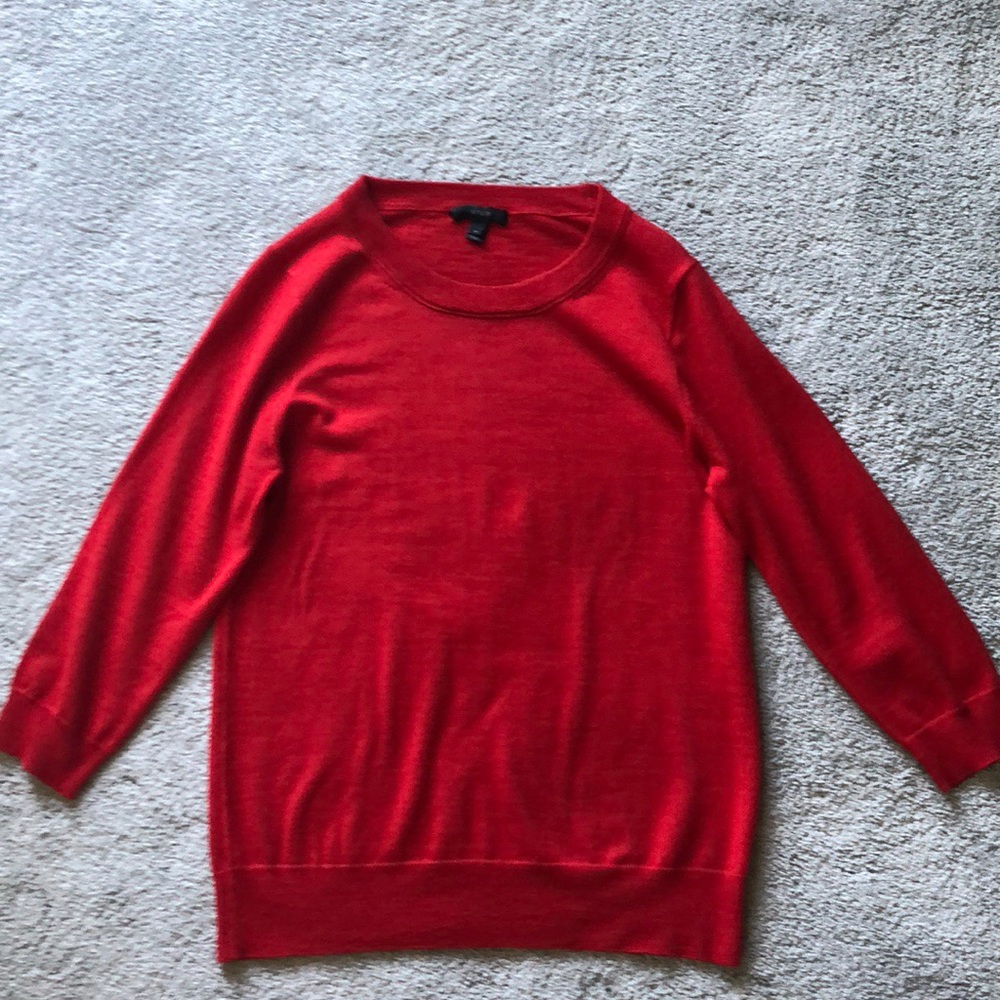 Red J. Crew crewneck wool sweater